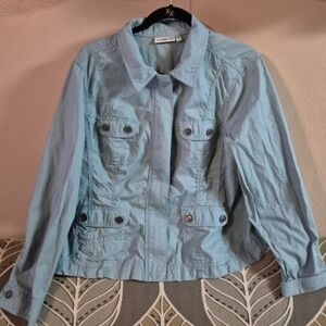 Croft & Barrrow XL Womens Light Robin Egg Blue 100% Cotton Light Jacket